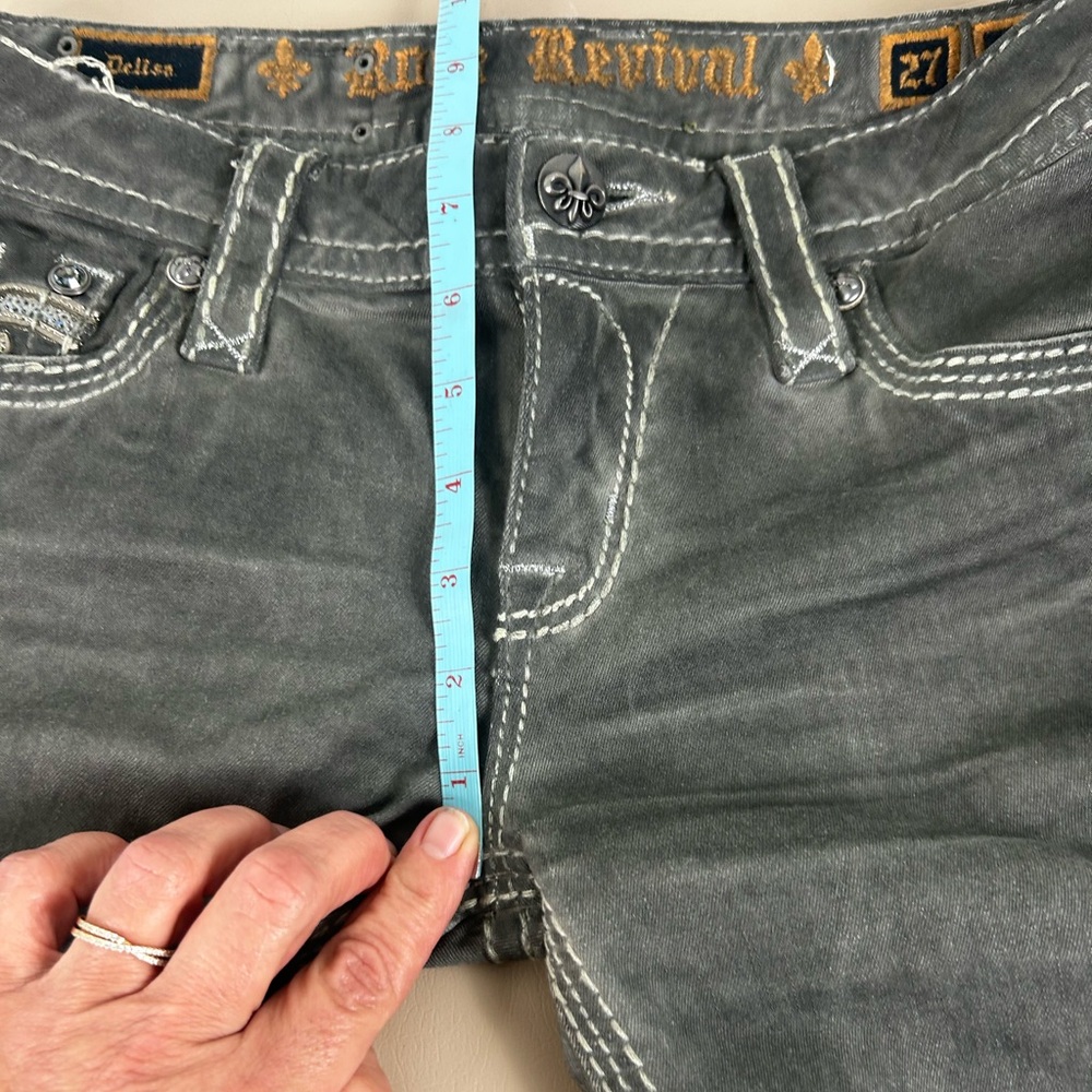 Rock Revival Delisa Skinny Low Rise Dark Gray Jeans Sequins Womens 27 Y2K - Picture 11 of 15
